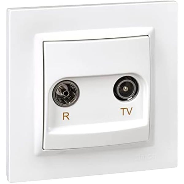 Mellanliggande TV- och radioantennuttag - SIMON - Simon 10 - Vit - Infällt - Inomhus