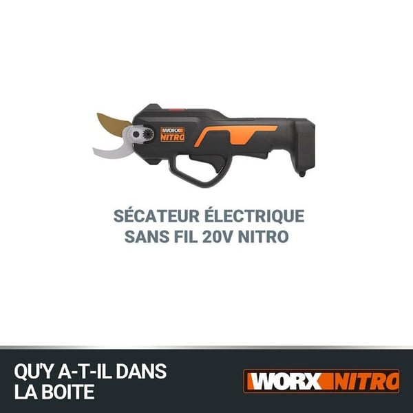Worx - WG330E.9 - NITRO - 20V Borstlös sladdlös sax/beskärare - (Levereras utan batteri eller laddare) - Svart/Orange