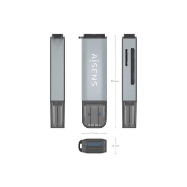 AISENS ASCR-2A09-GR USB 3.2 Gen 1 (3.1 Gen 1) kortläsare Typ-A Grå