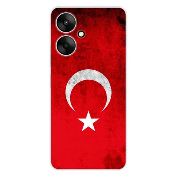 Tryckt silikonfodral som är kompatibelt med Xiaomi Redmi 13C 5G Türkiye-flaggan