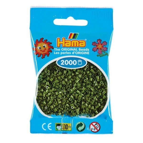 Hama - 2 000 mini pärlor (små pärlor Ø2,5 mm) Olivgrön