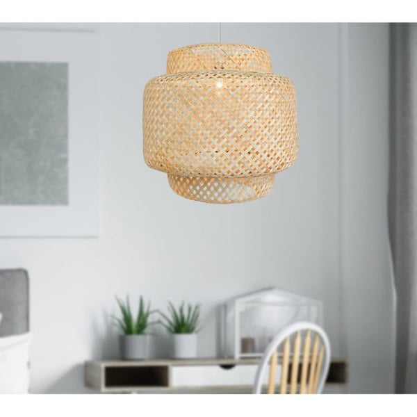 Naturlig flätad bambu taklampa DELOS 40cm