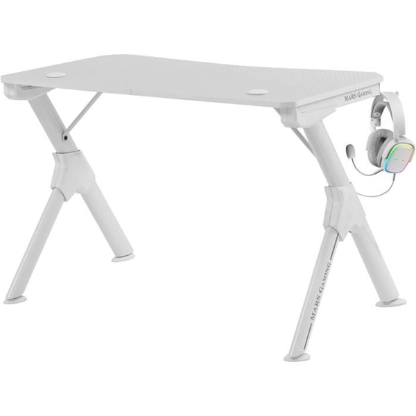Mars Gaming MGD - Vitt Spelbord - Headset + Flaskhållare - 110x60cm
