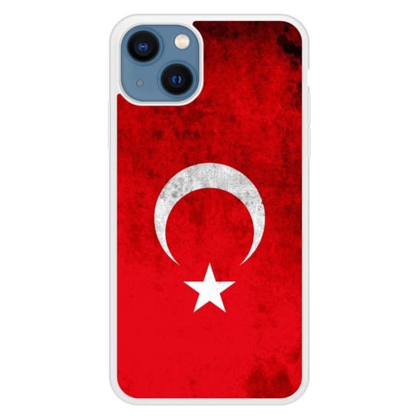 Fortsilikonfodral med tryck, kompatibel med Apple iPhone 13, Turkiets flagga