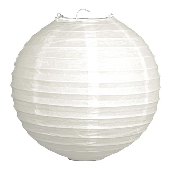 Papperslanterna, 30 cm ø, vit, med metallfot, påse 1 styck