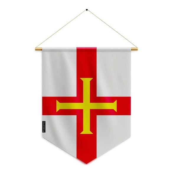 Fanion – Guernseyflagga – 30 x 45 cm – Polyester – Att hänga – Pixelforma