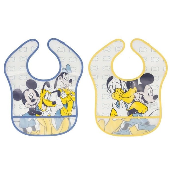 Set med 2 vattentäta haklappar Mickey Mouse