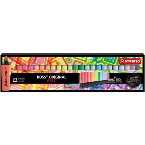 Set med Markörer - STABILO - BOSS ORIGINAL ARTY - 23 Färger - Snedspets - Fyllbar Bläck
