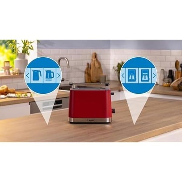 Brödrost - BOSCH - TAT 4M224 - 2 skivor - Röd - Rostfritt stål - 950 W