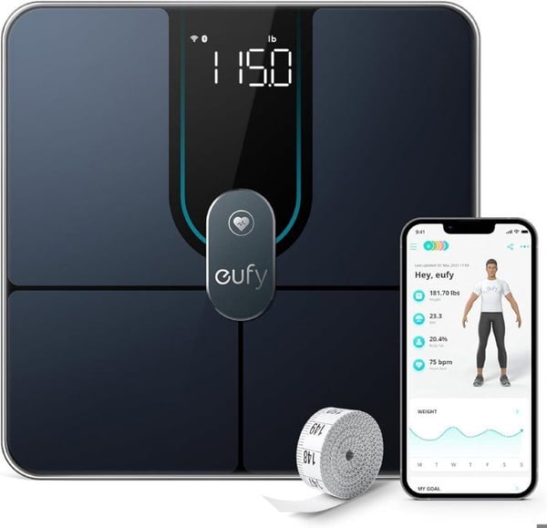 Ansluten våg - EUFY - P2 Pro - 16 mätningar - Virtuell kroppsläge 3D - Precision 50 g