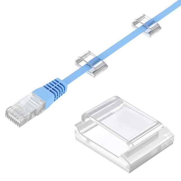 AGPTEK 60 PCS Klammer Kablage Klistermärken Justerbara, Kabelbindare För Kontor/PC/Laddare/Lampa/Bil