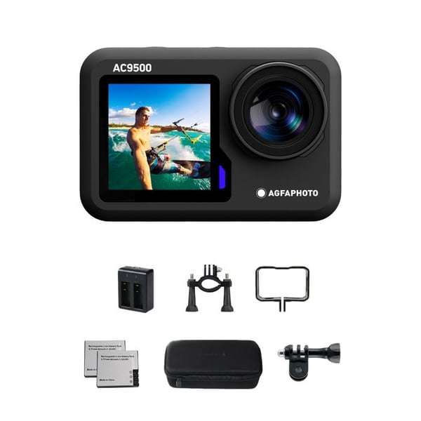 AGFAPHOTO AC9500 Vattentät Sportkamera - 4K Videor, 16MP Bilder, Dubbel Skärm, Wifi