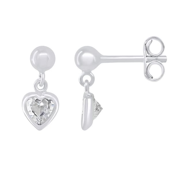 Örhängen - LÉA & ARTHUR - Hjärta - 925 silver - Zirkoniumoxider - Barnvagnssystem