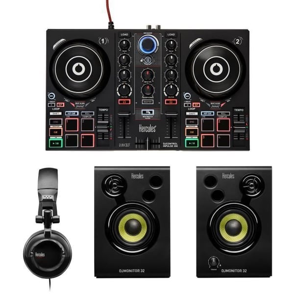 HERCULES DJLEARNING KIT MK2 - All-in-one DJ-sarja miksauksen oppimiseen - Ohjelmisto ja opetusohjelmat mukana