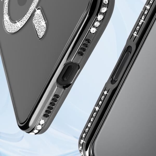 Coque - Diamant - iPhone 16 Pro - MagSafe-skydd - Strass-kontur - Elegant