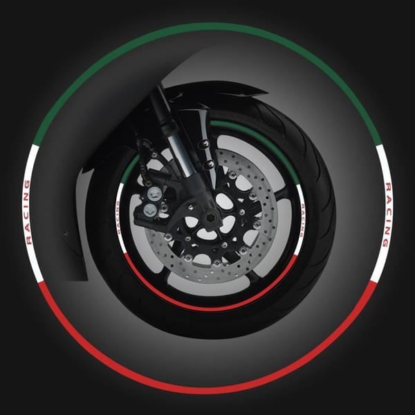Hjulfälg Modulära klistermärken för motorcykelfälgar, Grön Vit Röd Italy Racing