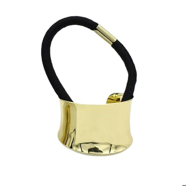 Hårsnodd - AVIZAR - Ringmanschett - Spegel Effekt - Guld Svart Färg - Ren Design