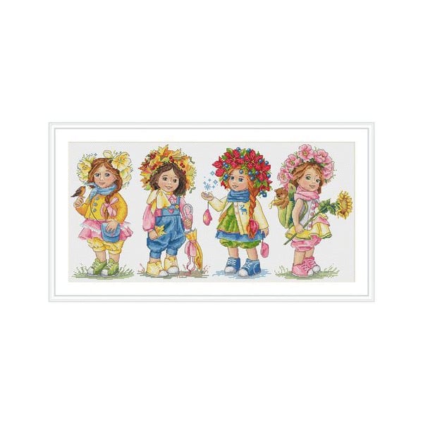 Kit för korsstygn MEREJKA "Systrar" 47x23 cm - Aida 16ct, 39 färger DMC