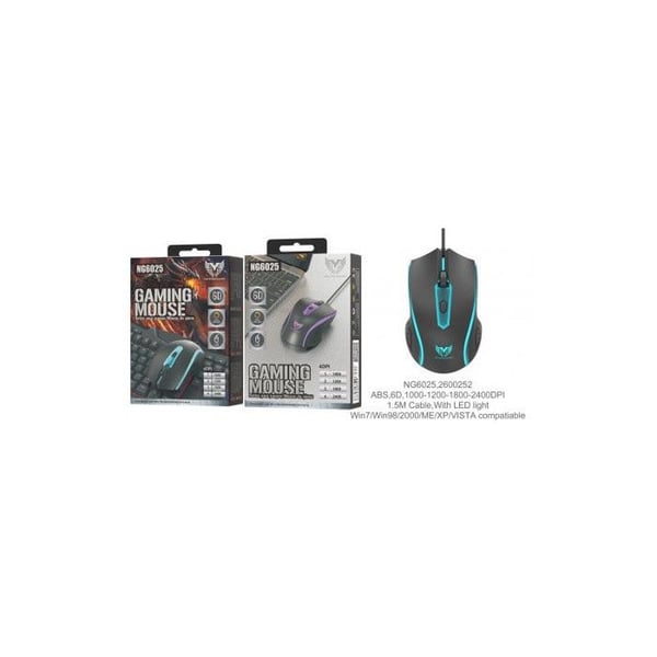 Trådad Gaming Mus - 2400 DPI - LED - Kabel 1.50M - NG6025 - Svart