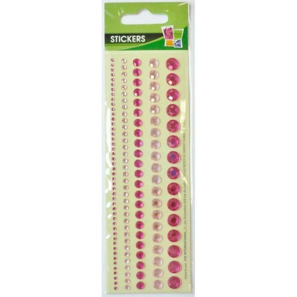 Självhäftande strass - GRAINE CRÉATIVE - 140 strass - Rosa - Storlekar 2 till 8 mm - Enkla att använda