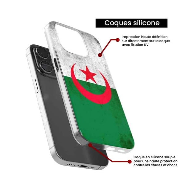 1001Coques - Silikonfodral kompatibelt med Samsung Galaxy A52 - Mönster Algeriets flagga - Originaldesign tryckt i Frankrike