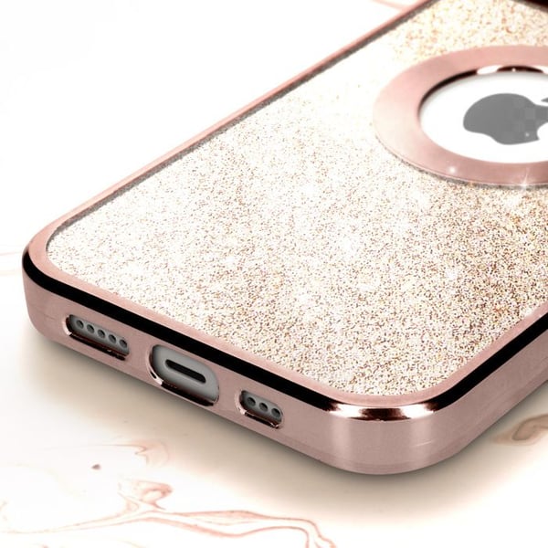 Fodral för iPhone 14 i rosa guld glitter