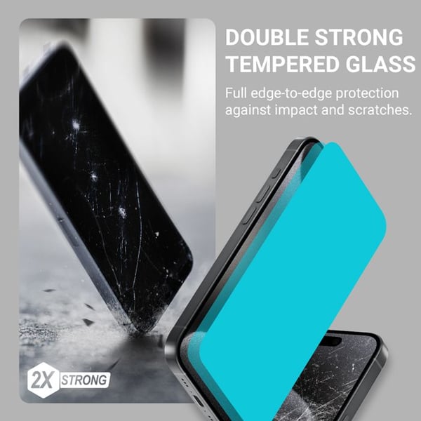 Härdat Glas - CRONG - EasyShield 2 - iPhone 16 / iPhone 15 - 2 bitar - Vit