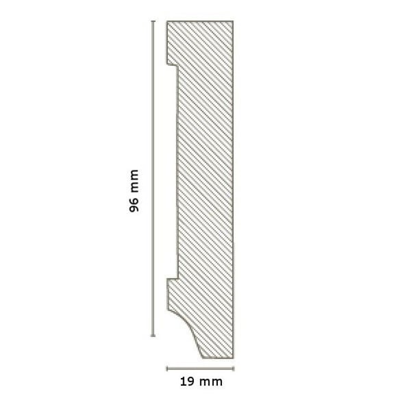PROVISTON MDF-sockel 19 x 96 x 2500 mm Vit att limma, skruva &amp; spikbelagd MDF-kärna 25 meter | 10 stycken