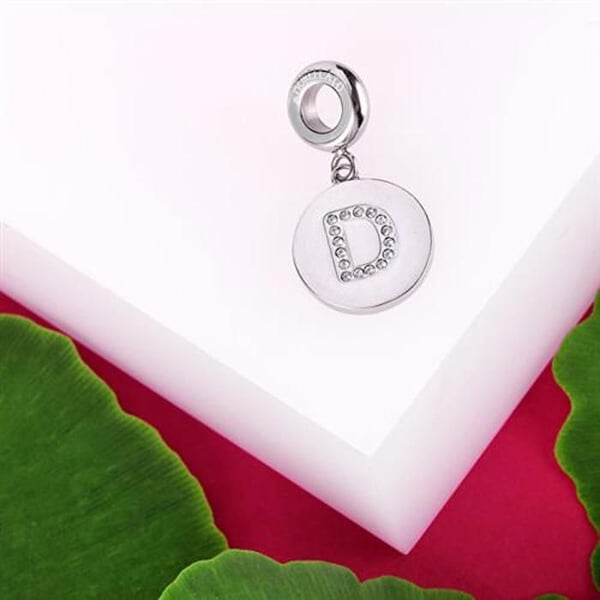 Pendentiv i stål bogstav D Dråber SCZ1157
