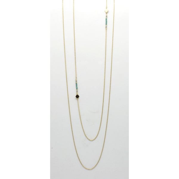 Kollektion CMLPB - Dubbel lång och tunn halsband Turquoise