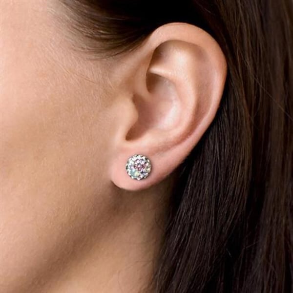 Øreringe - EVOLUTION GROUP - 31136.3 - Sterling sølv - Swarovski krystaller - Lilla og Grøn