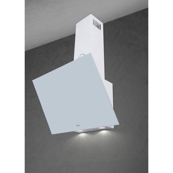 60 cm köksfläkt GURARI 286 WH 6 Vit glas•Vinklad väggfläkt 1000m³/h•Utsug/Återvinning•TouchControl+Fjärrkontroll
