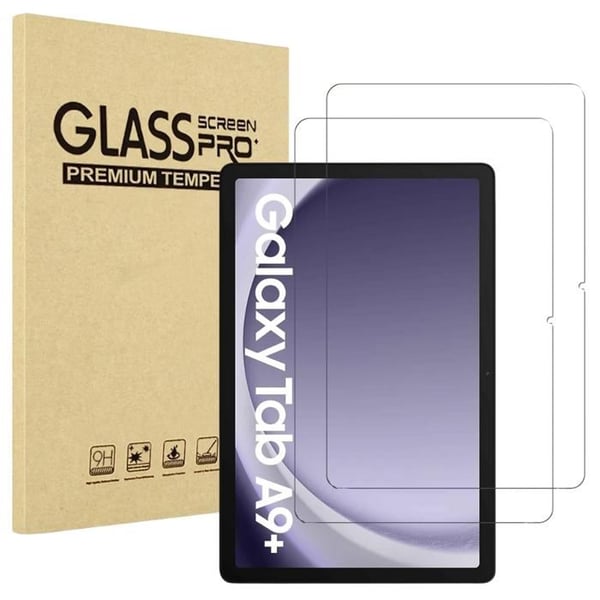 Härdat glas för Samsung Galaxy Tab A9 PLUS 2023 [Pack 2] Skärmskydd Film Slitstarkt skyddsglas Anti-rip Phonillico