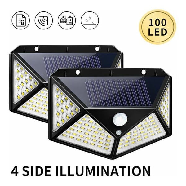 Solar lamp - OKUMGGYJ - 100 LED - 1000 lumen - Rörelsedetektor - IP65 vattentålig Solar lamp - OKUMGGYJ - 100 LED - 1000 lumen - Rörelsedetektor - IP65 vattentålig