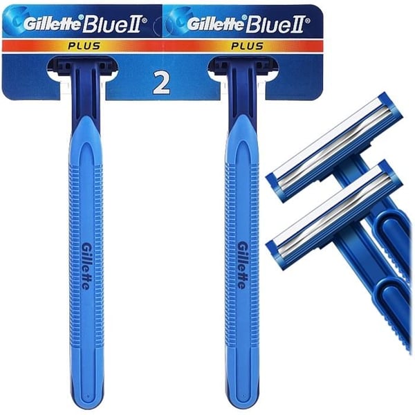 Engångshyvel - Gillette - Blue II Plus - 2 kromade blad - Lubrastrip - Easy Grip