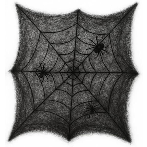 Gigantisk återanvändbar svart spindelnät för Halloween-inredning, lätt att sätta upp