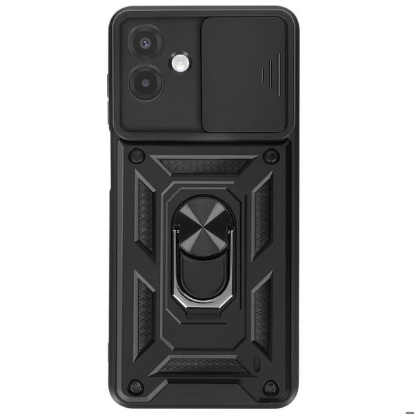 Coque Anneau - MAYAXESS - Galaxy A07 - Svart - TPU och Polykarbonat - Roternade Magnetiska Ring