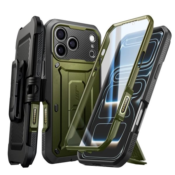 Helskydd - SUPCASE - iPhone 17 Pro - Fullständigt skydd - Praktisk ställning - Kaki