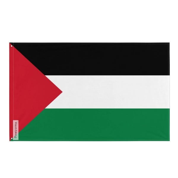 Palestinas flagga – 96 x 144 cm – Hållbar Polyester – 2 Metallöglor – Inomhus / Utomhus – Pixelforma