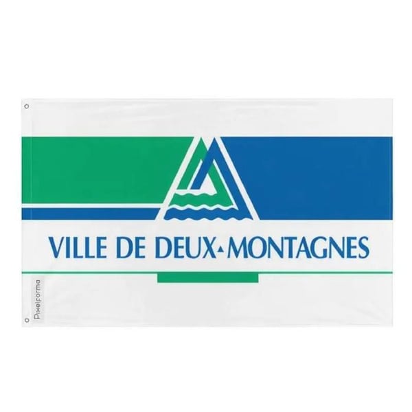 Drapeau Deux-Montagnes – 96 x 144 cm – Slitstark Polyester – 2 Metalöljetter – Inomhus / Utomhus – Pixelforma