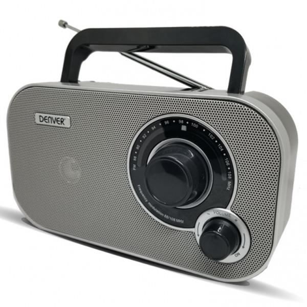 Bärbar radio - DENVER - Analog - FM - Inbyggda högtalare - Färg grå