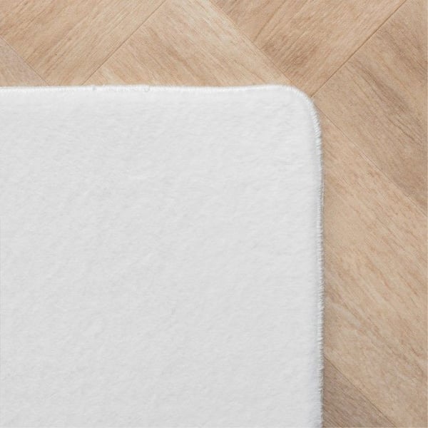 Rund matta - MELIS HOME - Vit - 120X160 cm - Tvättbar - Halkskydd - Mjuk