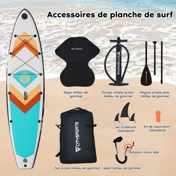 Stand Up Paddle oppustelig - SUP board - 320*80*15CM - op til 160 kg - grøn