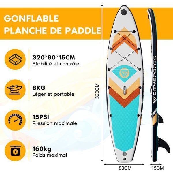 Stand Up Paddle oppustelig - SUP board - 320*80*15CM - op til 160 kg - grøn