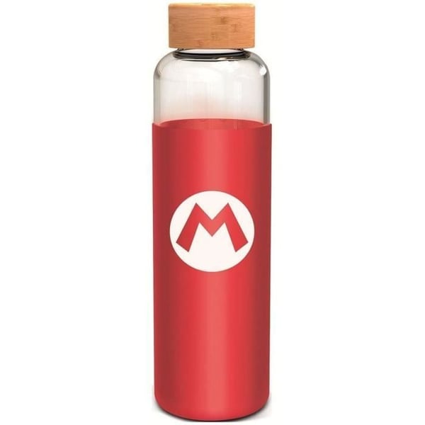 Flaska - STOR - Super Mario Bros - Glas med silikonhylsa - Återanvändbar - 585 ml
