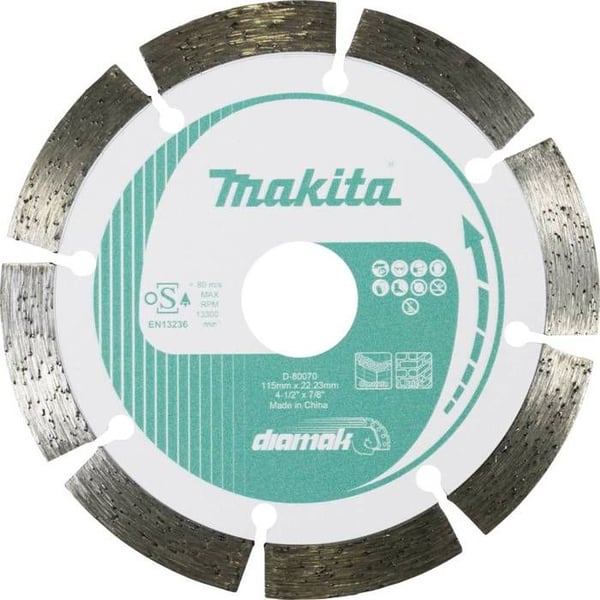 Makita D-80070 Diamantskärande skiva Diameter 115 mm Ø för borrning 22.23 mm Betong, Plattor, Kalksandsten