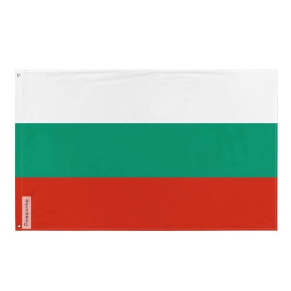 Bulgariska flaggan – 90 x 150 cm – Hållbar polyester – 2 metallöljett – Inomhus / Utomhus – Pixelforma