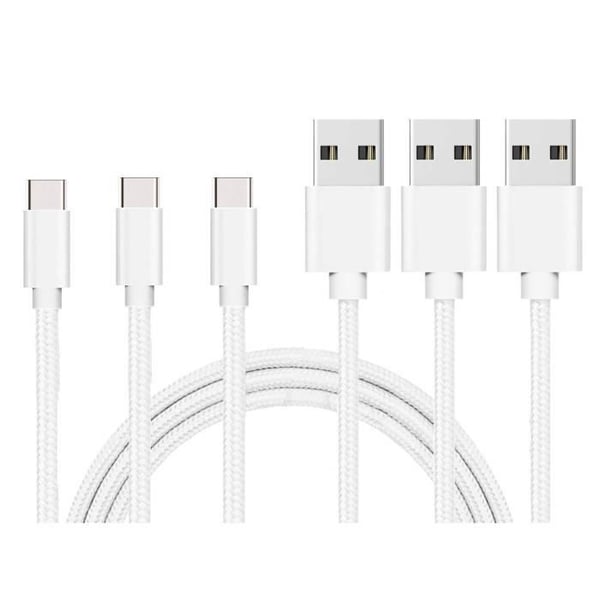 USB-C-kabel för Realme 8 - 8 5G - 8i - 8 Pro - 7 5G - 7i - 7 Pro - 6 - 6i - 6s - 6 Pro - 5 Pro - Vit Nylon 1m [LOT 3] Phonillico®