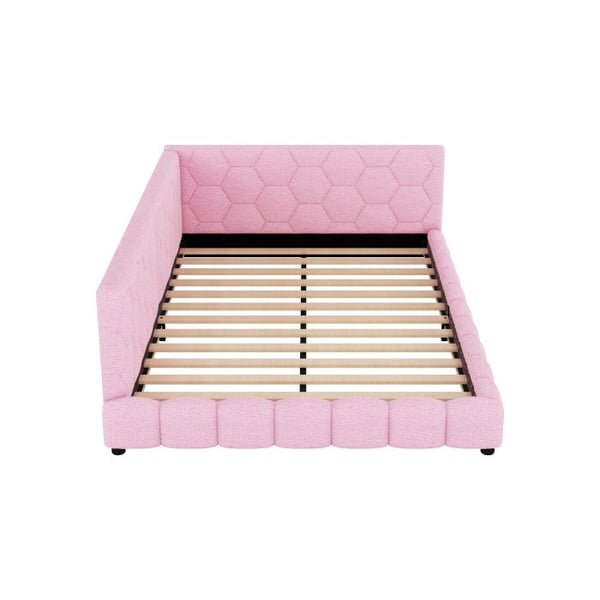 Sovesofa - MUVOE - 140x200 cm - Lyserød uld - LED ambiance - USB-oplader