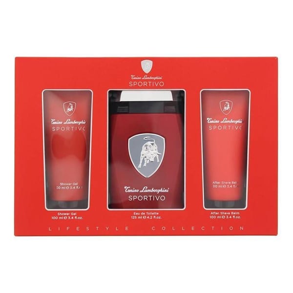 Tonino Lamborghini Sportivo Eau De Toilette 125ml Spray Gel De Baño 100ml Balsam After Shave 100ml